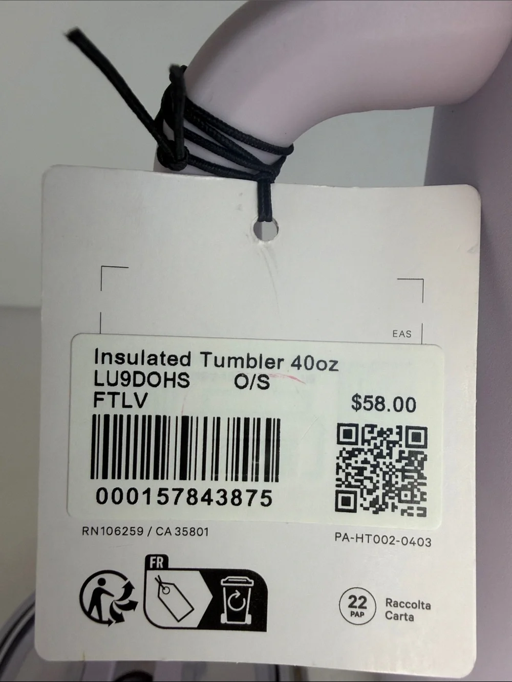 🆕 LULULEMON Insulated Tumbler 40oz Faint Lavender NWT - Picture 15 of 15